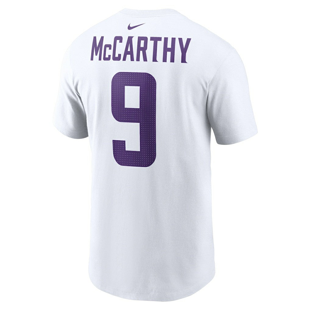 J.J. McCarthy Minnesota Vikings Player Name & Number T-Shirt White - Nike