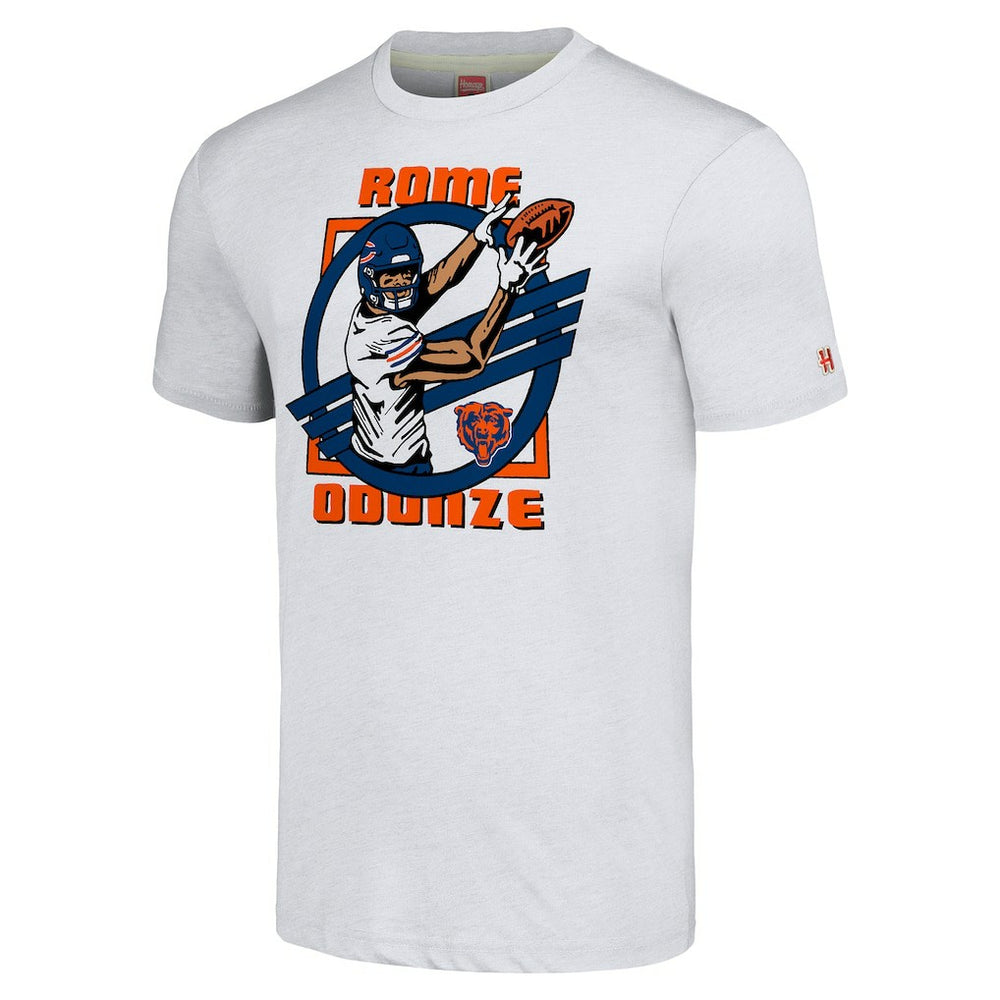 Rome Odunze Chicago Bears Homage Unisex Caricature Player Tri-Blend T-Shirt Ash - NFL