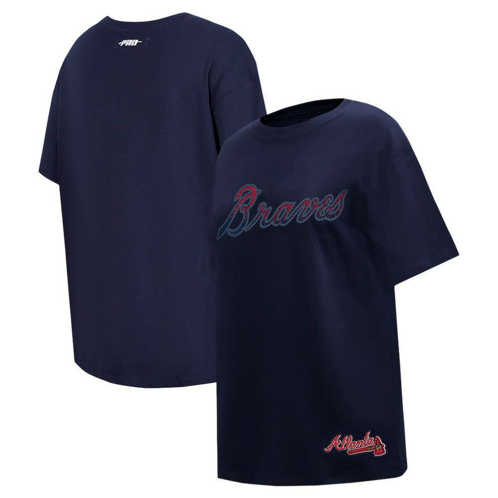 Atlanta Braves Pro Standard Women's Rhinestone Slim Fit T-Shirt On Sale