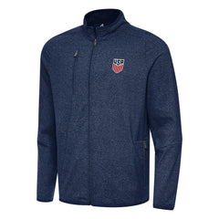 USMNT Antigua Hold-Up Tri-Blend Full-Zip Jacket - Heather Navy