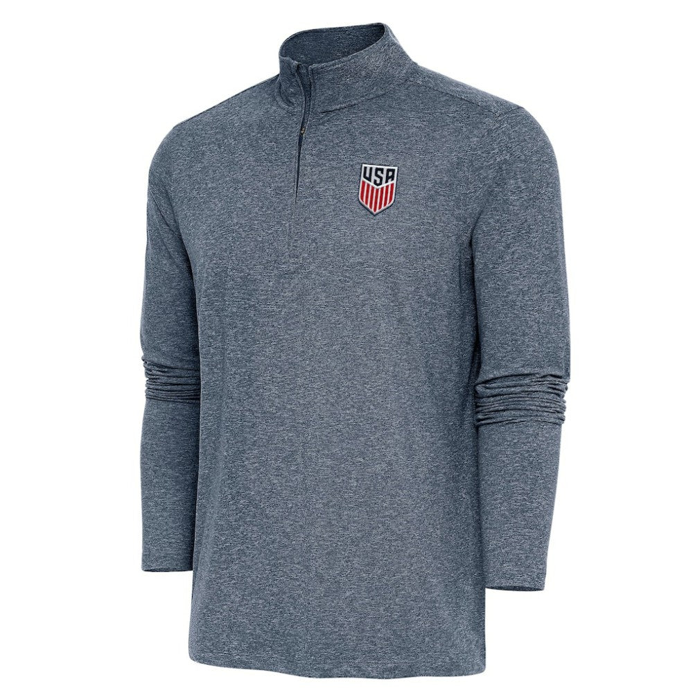USMNT Antigua Hunk Quarter-Zip Top - Heather Navy