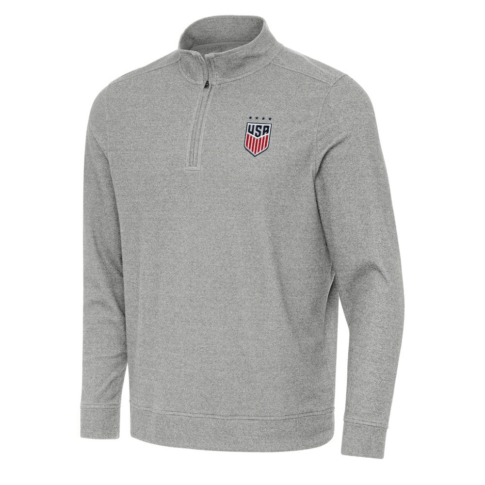 USWNT Antigua Subtle Quarter-Zip Top - Heather Gray