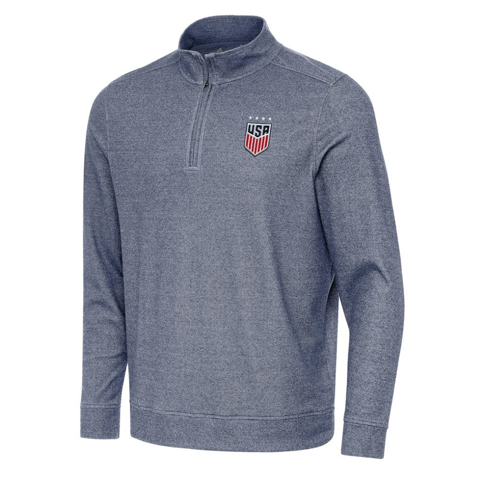 USWNT Antigua Subtle Quarter-Zip Top - Heather Navy