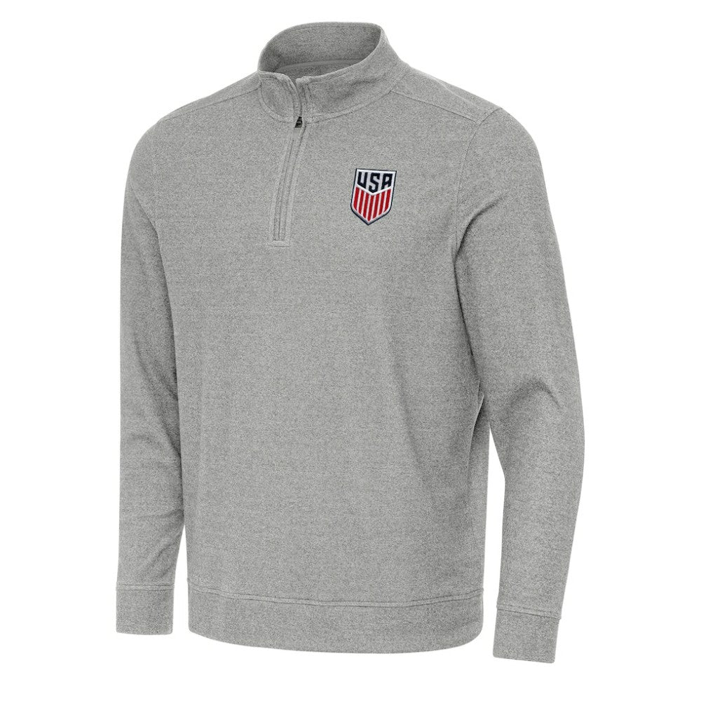 USMNT Antigua Subtle Quarter-Zip Top - Heather Gray