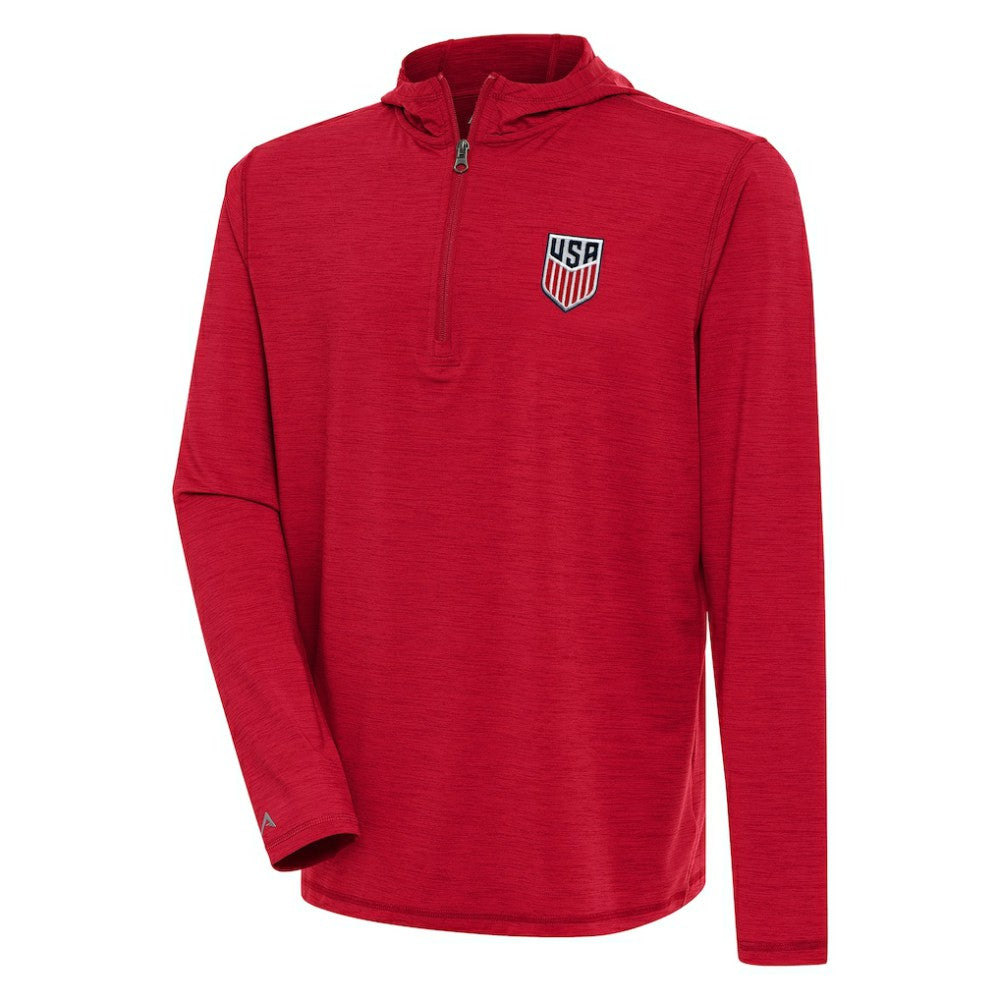 USMNT Antigua Tidy Quarter-Zip Hoodie - Heather Red