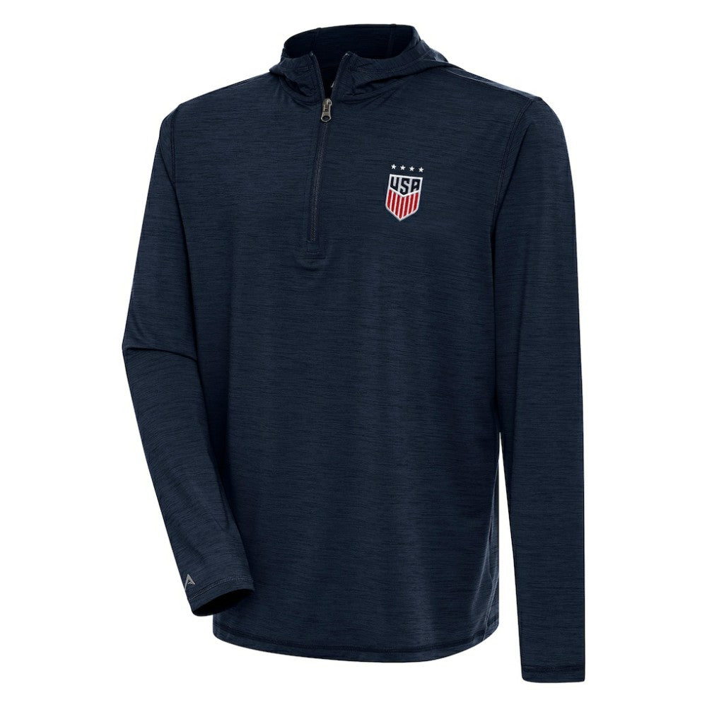 USWNT Antigua Tidy Quarter-Zip Hoodie - Heather Navy