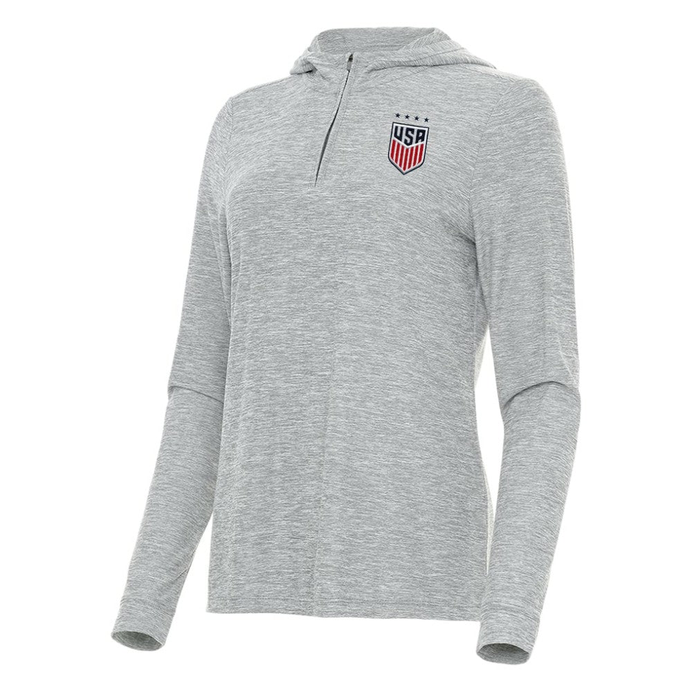 USWNT Antigua Women's Daybreak Quarter-Zip Hoodie - Heather Gray