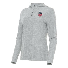 USWNT Antigua Women's Daybreak Quarter-Zip Hoodie - Heather Gray