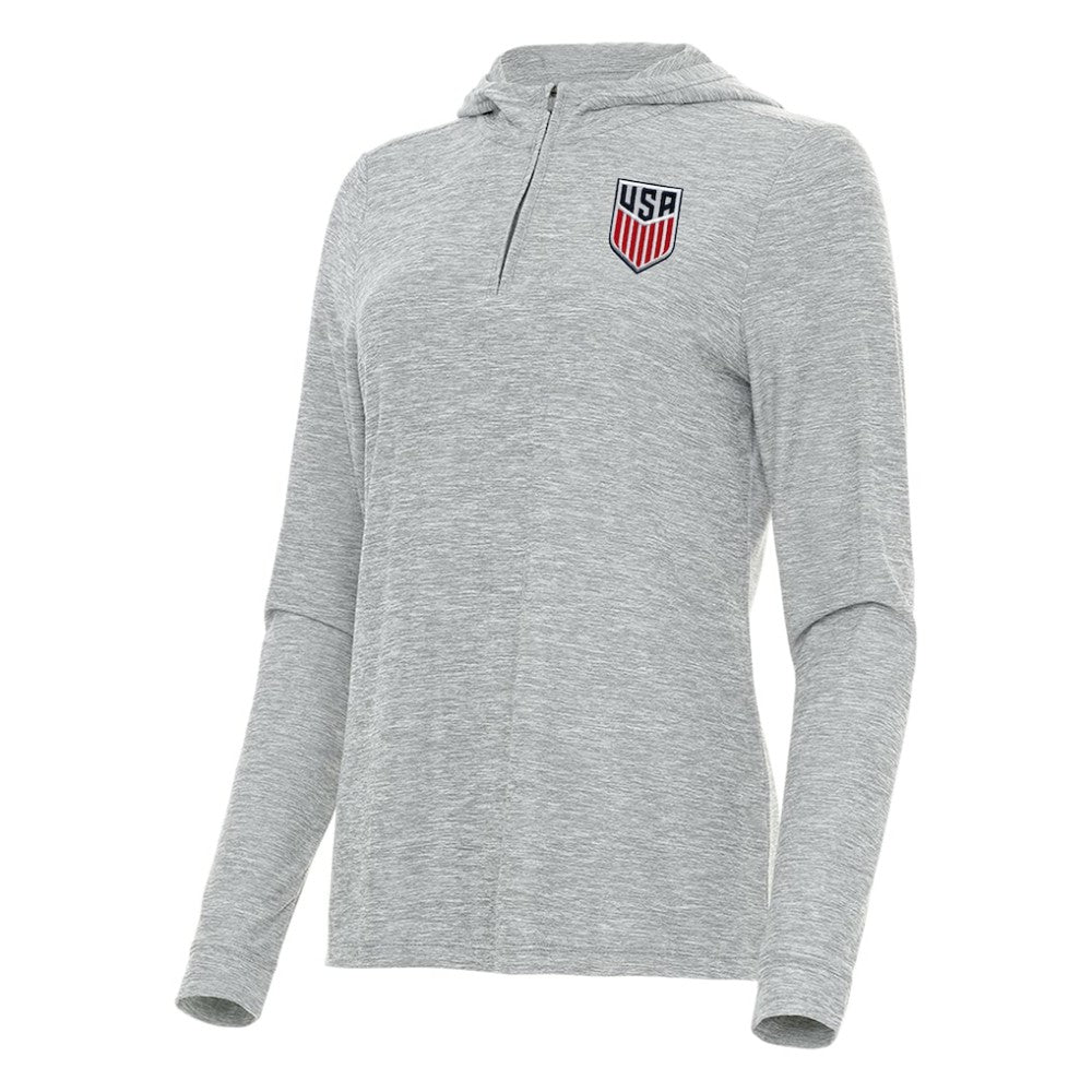 USMNT Antigua Women's Daybreak Quarter-Zip Hoodie - Heather Gray