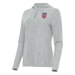 USMNT Antigua Women's Daybreak Quarter-Zip Hoodie - Heather Gray