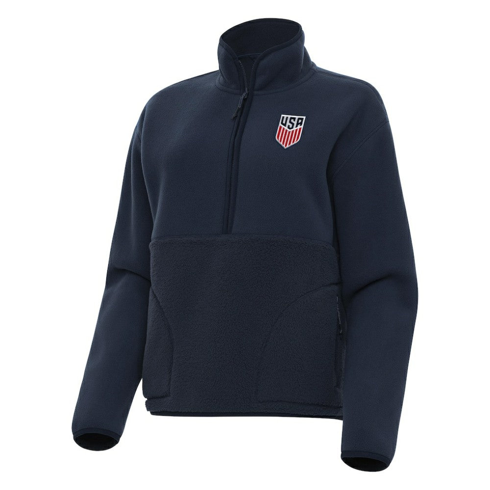 USMNT Antigua Women's Figure Quarter-Zip Jacket - Navy