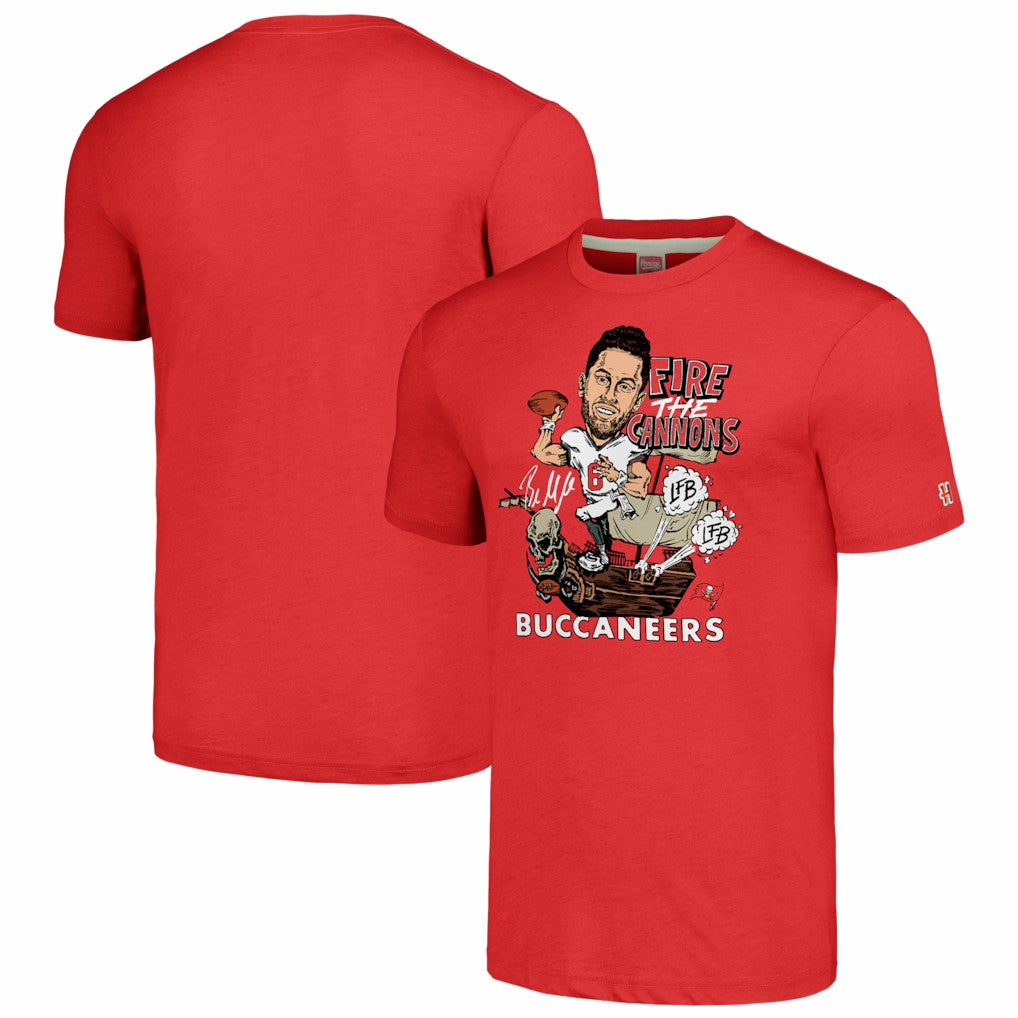 Baker Mayfield Tampa Bay Buccaneers Homage Unisex Caricature Player Graphic Tri-Blend T-Shirt Red - NFL