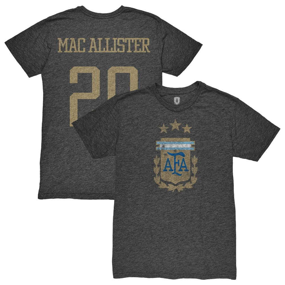 Alexis Mac Allister Argentina National Team 1863FC Player Retro Tri-Blend T-Shirts - Heather Black