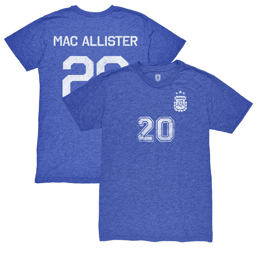 Alexis Mac Allister Argentina National Team 1863FC Retro Name & Number Tri-Blend T-Shirts - Blue