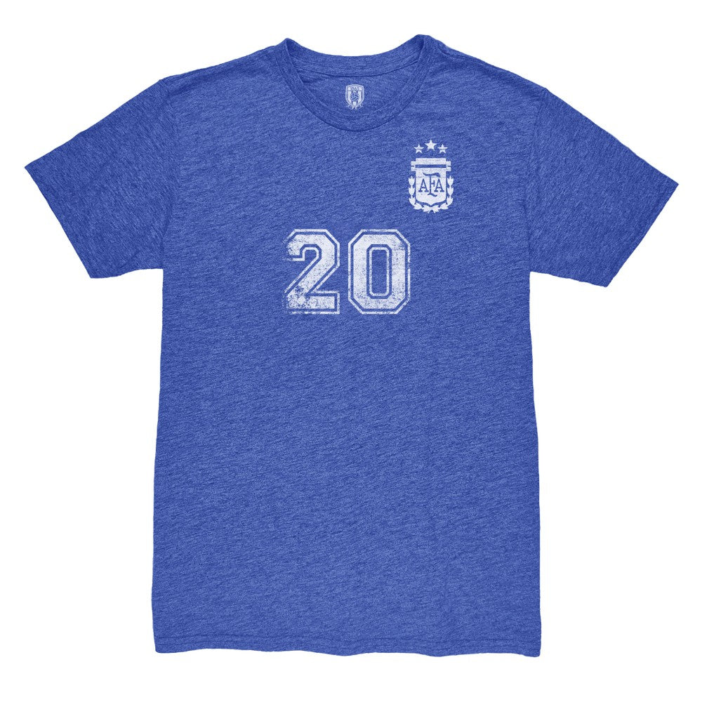 Alexis Mac Allister Argentina National Team 1863FC Retro Name & Number Tri-Blend T-Shirts - Blue