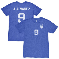 Julián Álvarez Argentina National Team 1863FC Retro Name & Number Tri-Blend T-Shirts - Blue