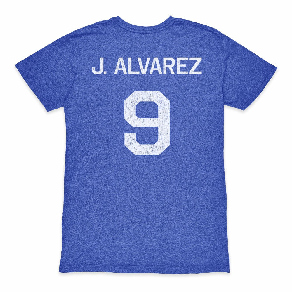 Julián Álvarez Argentina National Team 1863FC Retro Name & Number Tri-Blend T-Shirts - Blue