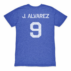 Julián Álvarez Argentina National Team 1863FC Retro Name & Number Tri-Blend T-Shirts - Blue