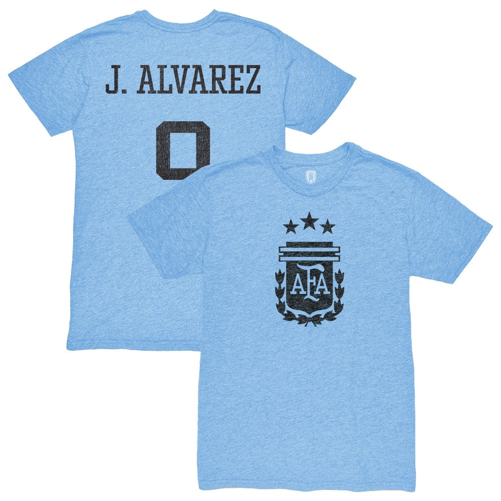Julián Álvarez Argentina National Team 1863FC Player Retro Tri-Blend T-Shirts - Light Blue