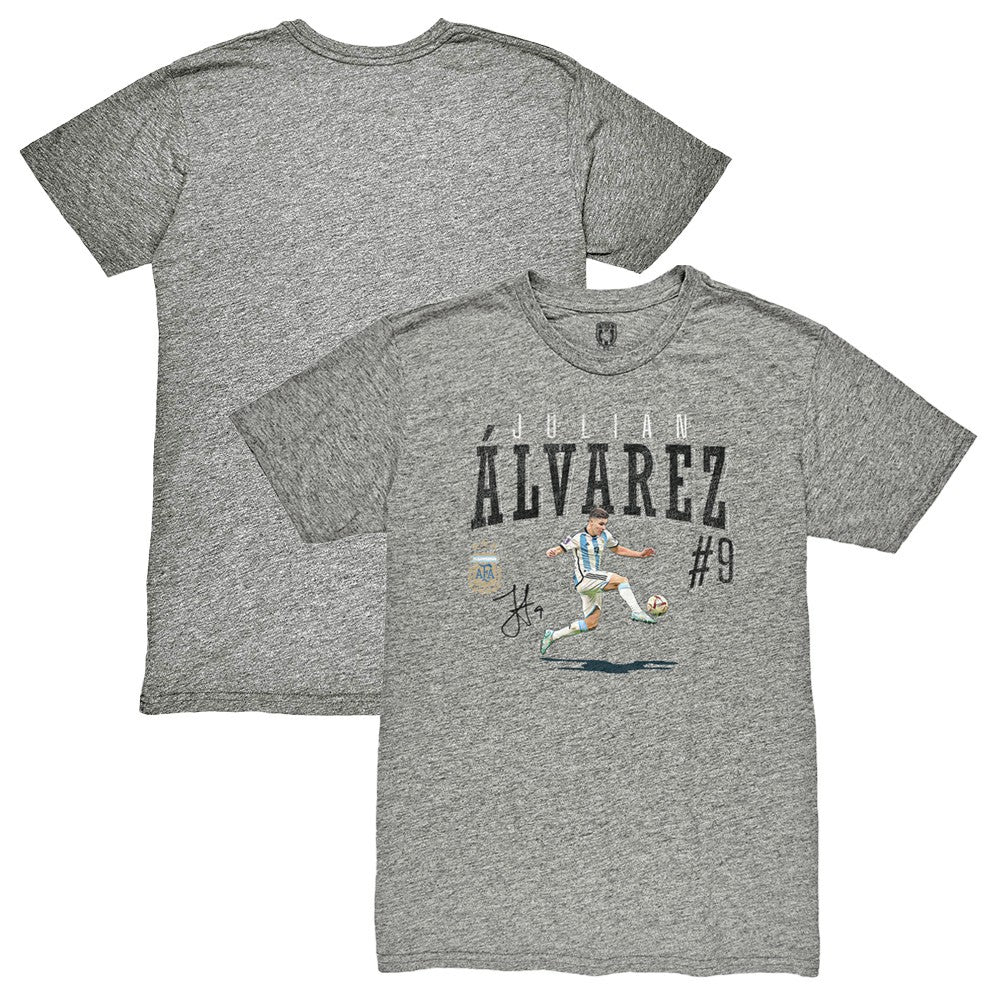 Julián Álvarez Argentina National Team 1863FC Snapshot Tri-Blend T-Shirts - Heather Gray