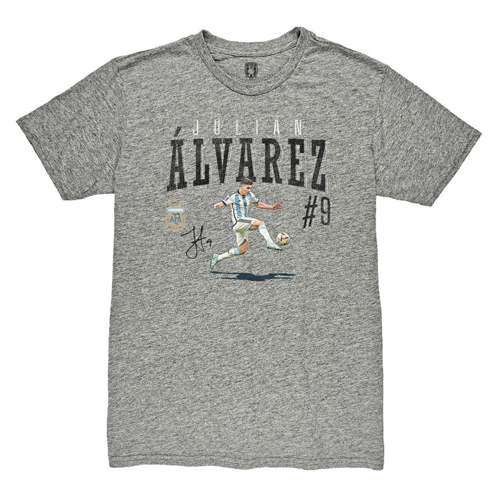 Julián Álvarez Argentina National Team 1863FC Snapshot Tri-Blend T-Shirts - Heather Gray