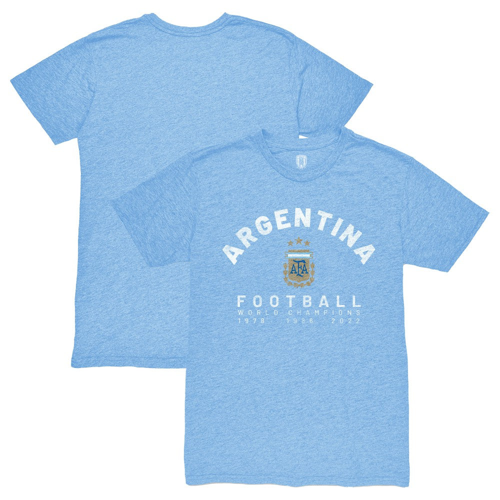 Argentina National Team 1863FC Three-Time World Champions Tri-Blend T-Shirts - Light Blue