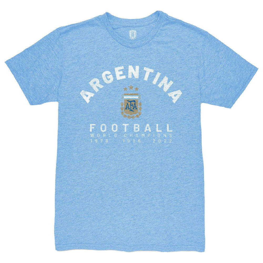 Argentina National Team 1863FC Three-Time World Champions Tri-Blend T-Shirts - Light Blue