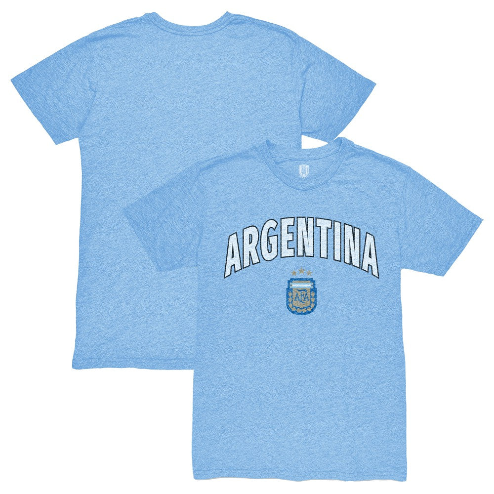 Argentina National Team 1863FC Retro Wordmark Tri-Blend T-Shirts - Light Blue