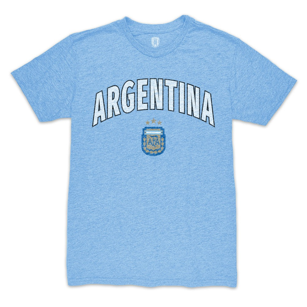 Argentina National Team 1863FC Retro Wordmark Tri-Blend T-Shirts - Light Blue