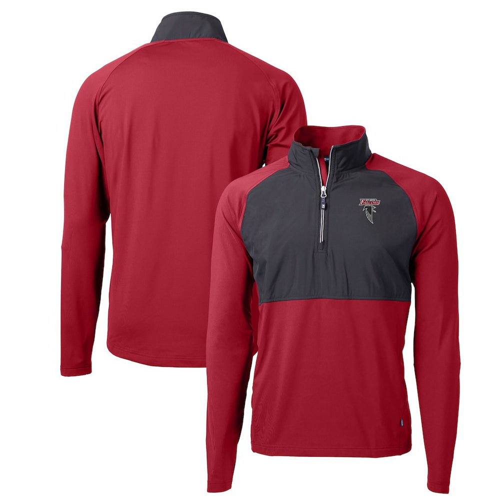 Atlanta Falcons Cutter & Buck Adapt Eco Knit Hybrid Recycled Raglan DryTec Quarter-Zip Top Red - NFL