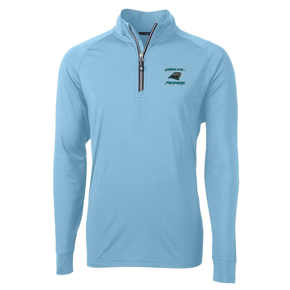 Carolina Panthers Cutter & Buck Adapt Eco Knit Stretch Recycled Raglan Quarter-Zip DryTec Top Light Blue - NFL