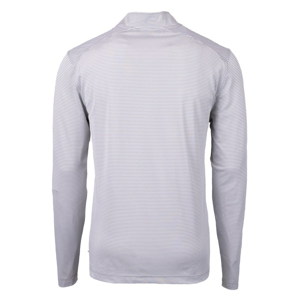Carolina Panthers Cutter & Buck Virtue Eco Pique Micro Stripe Recycled Quarter-Zip Jacket Gray - NFL