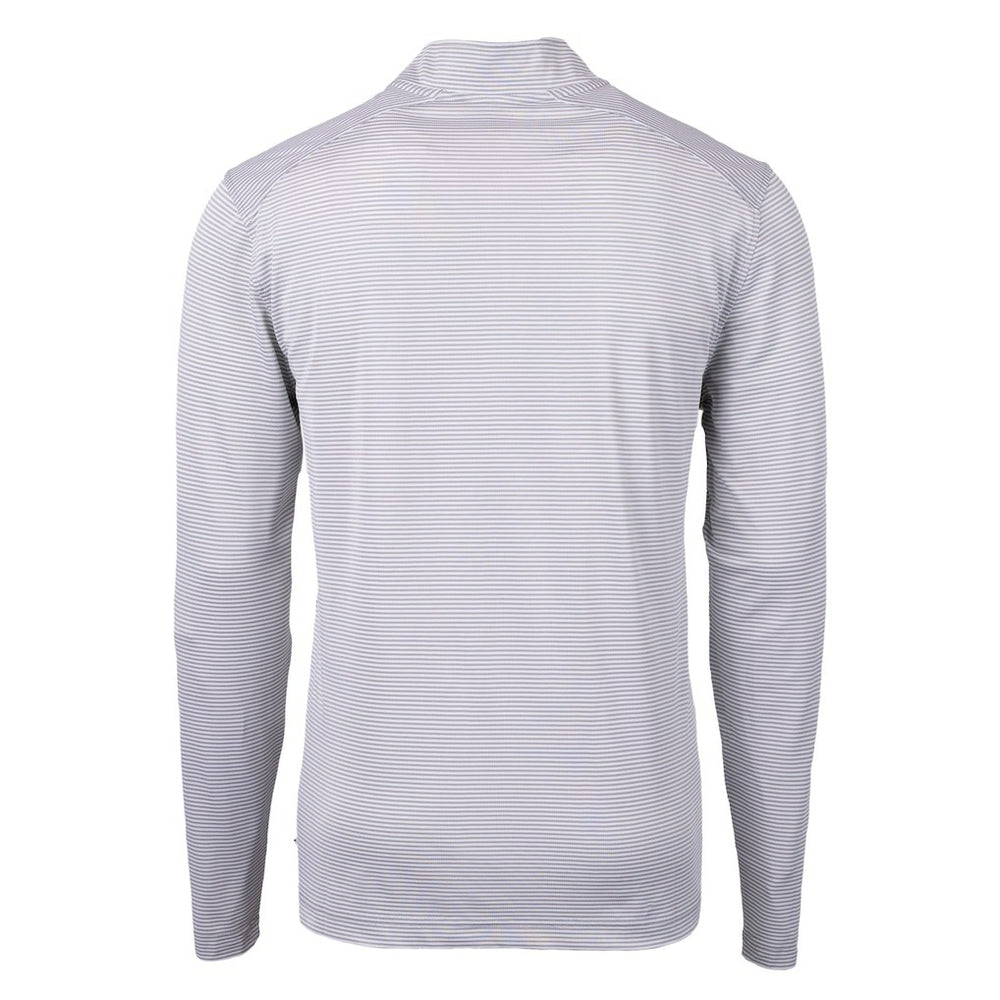 Carolina Panthers Cutter & Buck Virtue Eco Pique Micro Stripe Recycled Quarter-Zip Jacket Gray - NFL