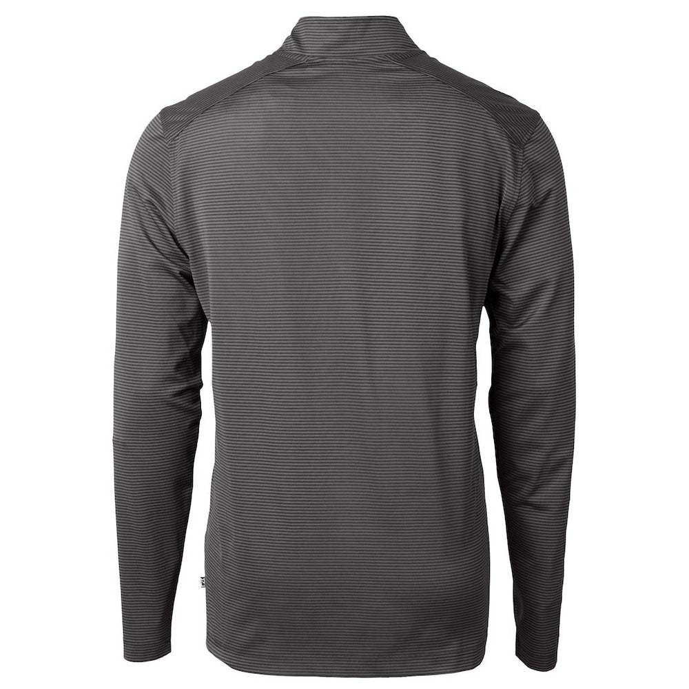 Carolina Panthers Cutter & Buck Virtue Eco Pique Micro Stripe Recycled Quarter-Zip Jacket Black - NFL