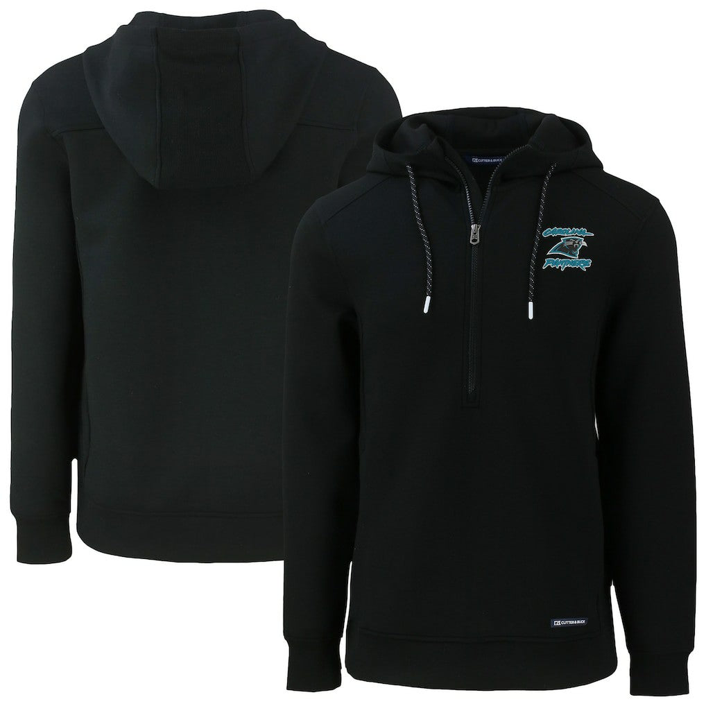 Carolina Panthers Cutter & Buck Roam Eco Recycled Half-Zip Hoodie Black - NFL