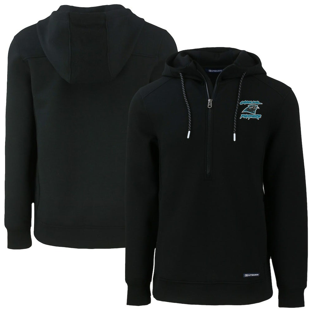 Carolina Panthers Cutter & Buck Roam Eco Recycled Half-Zip Hoodie Black - NFL