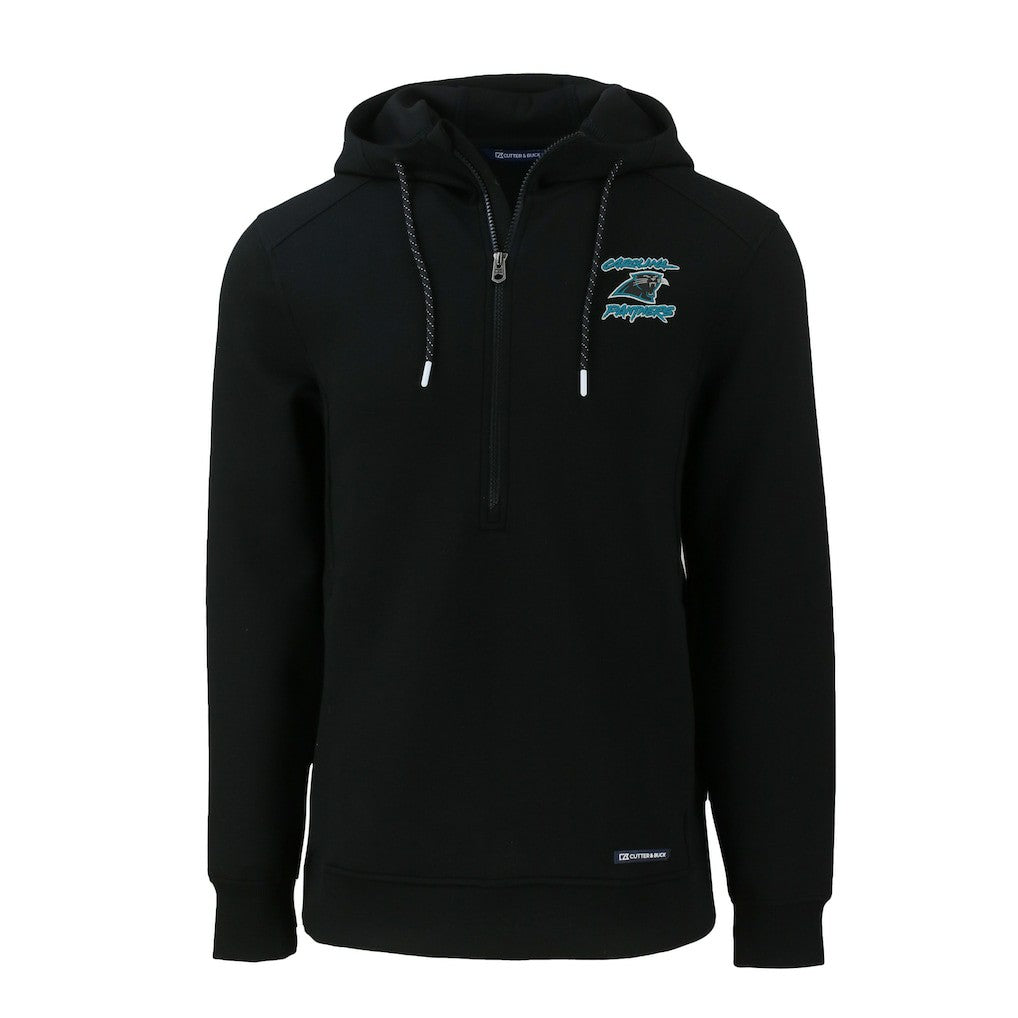 Carolina Panthers Cutter & Buck Roam Eco Recycled Half-Zip Hoodie Black - NFL