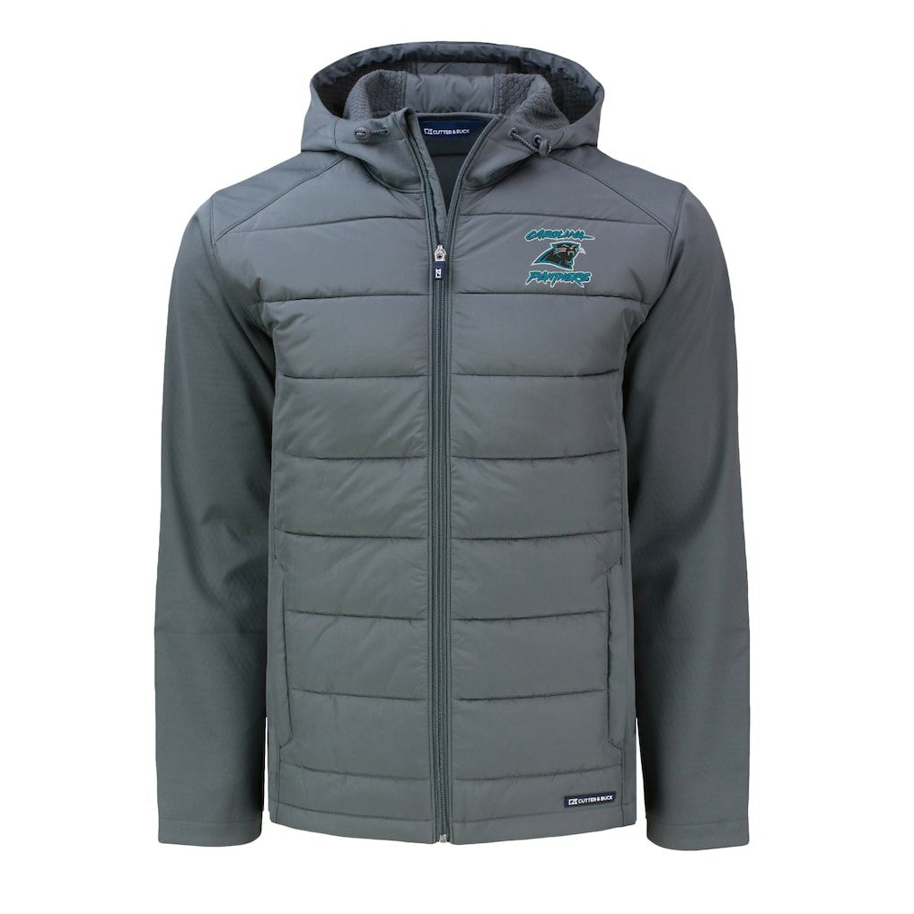 Carolina Panthers Cutter & Buck Evoke Hybrid Eco Softshell Recycled Full-Zip Hoodie Jacket Gray - NFL