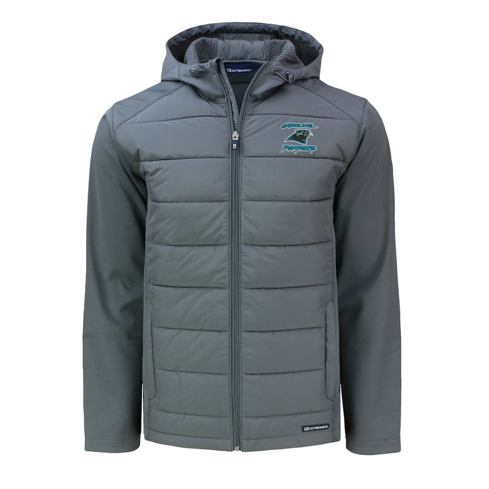 Carolina Panthers Cutter & Buck Evoke Hybrid Eco Softshell Recycled Full-Zip Hoodie Jacket Gray - NFL