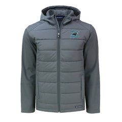 Carolina Panthers Cutter & Buck Evoke Hybrid Eco Softshell Recycled Full-Zip Hoodie Jacket Gray - NFL