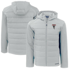 Atlanta Falcons Cutter & Buck Evoke Hybrid Eco Softshell Recycled Full-Zip Hoodie Jacket Light Gray - NFL