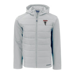 Atlanta Falcons Cutter & Buck Evoke Hybrid Eco Softshell Recycled Full-Zip Hoodie Jacket Light Gray - NFL