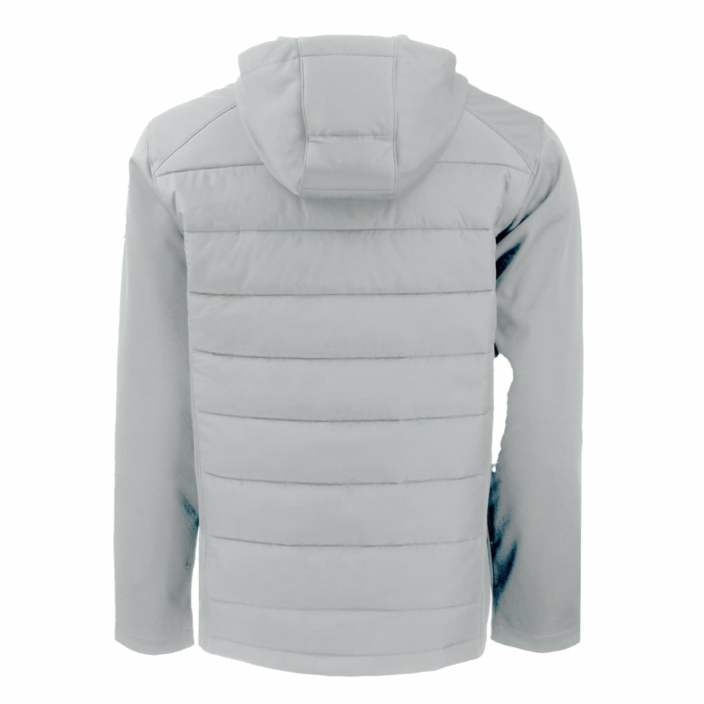 Atlanta Falcons Cutter & Buck Evoke Hybrid Eco Softshell Recycled Full-Zip Hoodie Jacket Light Gray - NFL