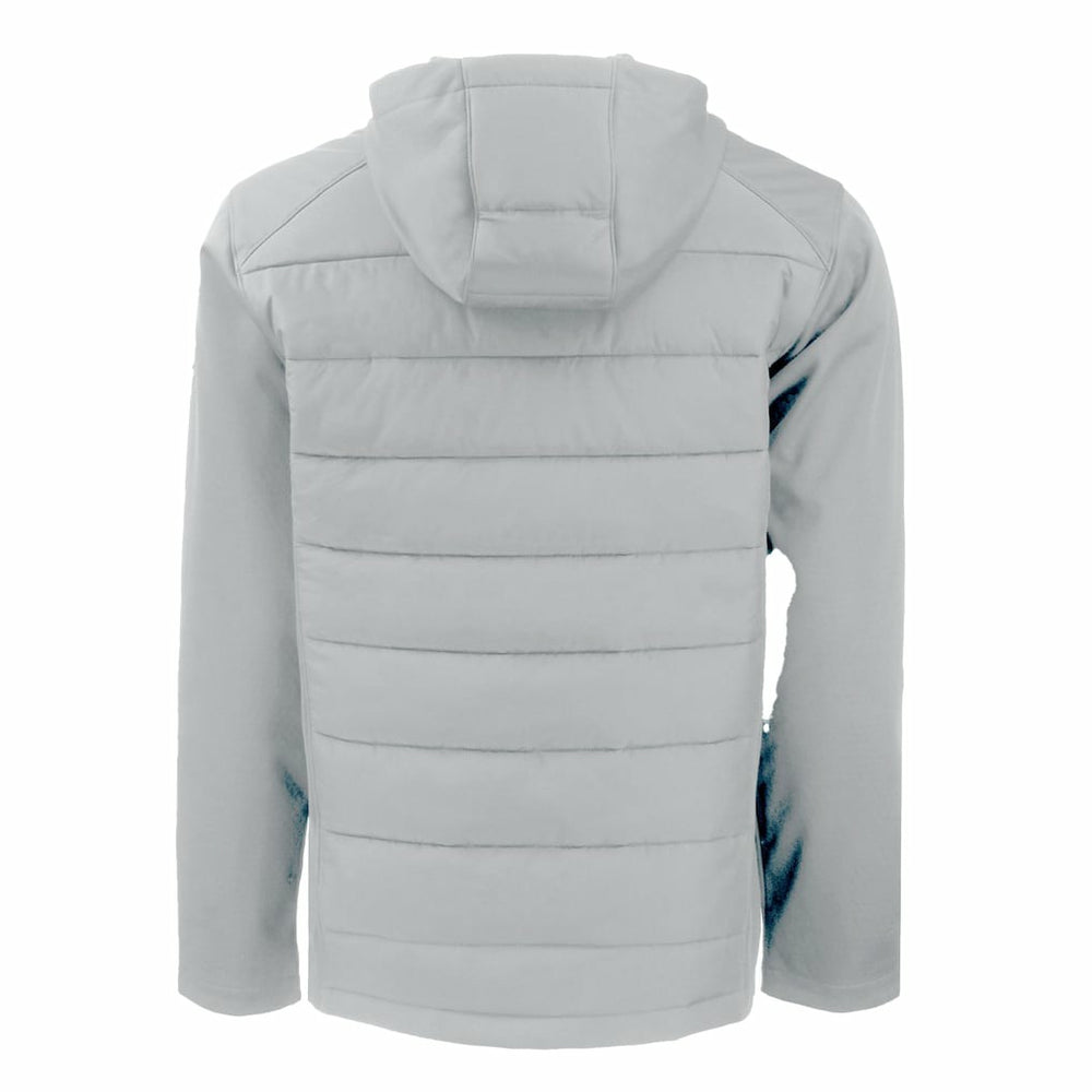 Atlanta Falcons Cutter & Buck Evoke Hybrid Eco Softshell Recycled Full-Zip Hoodie Jacket Light Gray - NFL