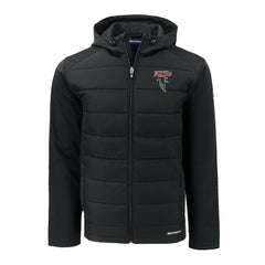 Atlanta Falcons Cutter & Buck Evoke Hybrid Eco Softshell Recycled Full-Zip Hoodie Jacket Black - NFL