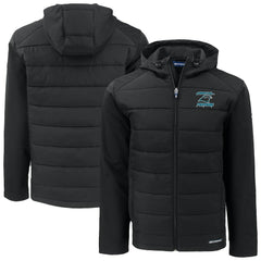Carolina Panthers Cutter & Buck Evoke Hybrid Eco Softshell Recycled Full-Zip Hoodie Jacket Black - NFL