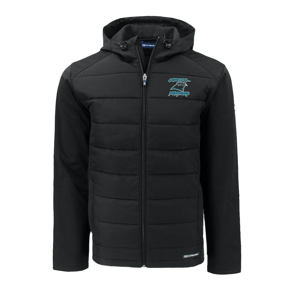 Carolina Panthers Cutter & Buck Evoke Hybrid Eco Softshell Recycled Full-Zip Hoodie Jacket Black - NFL