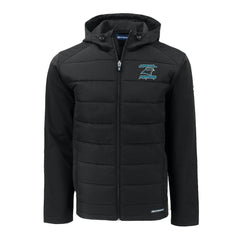 Carolina Panthers Cutter & Buck Evoke Hybrid Eco Softshell Recycled Full-Zip Hoodie Jacket Black - NFL