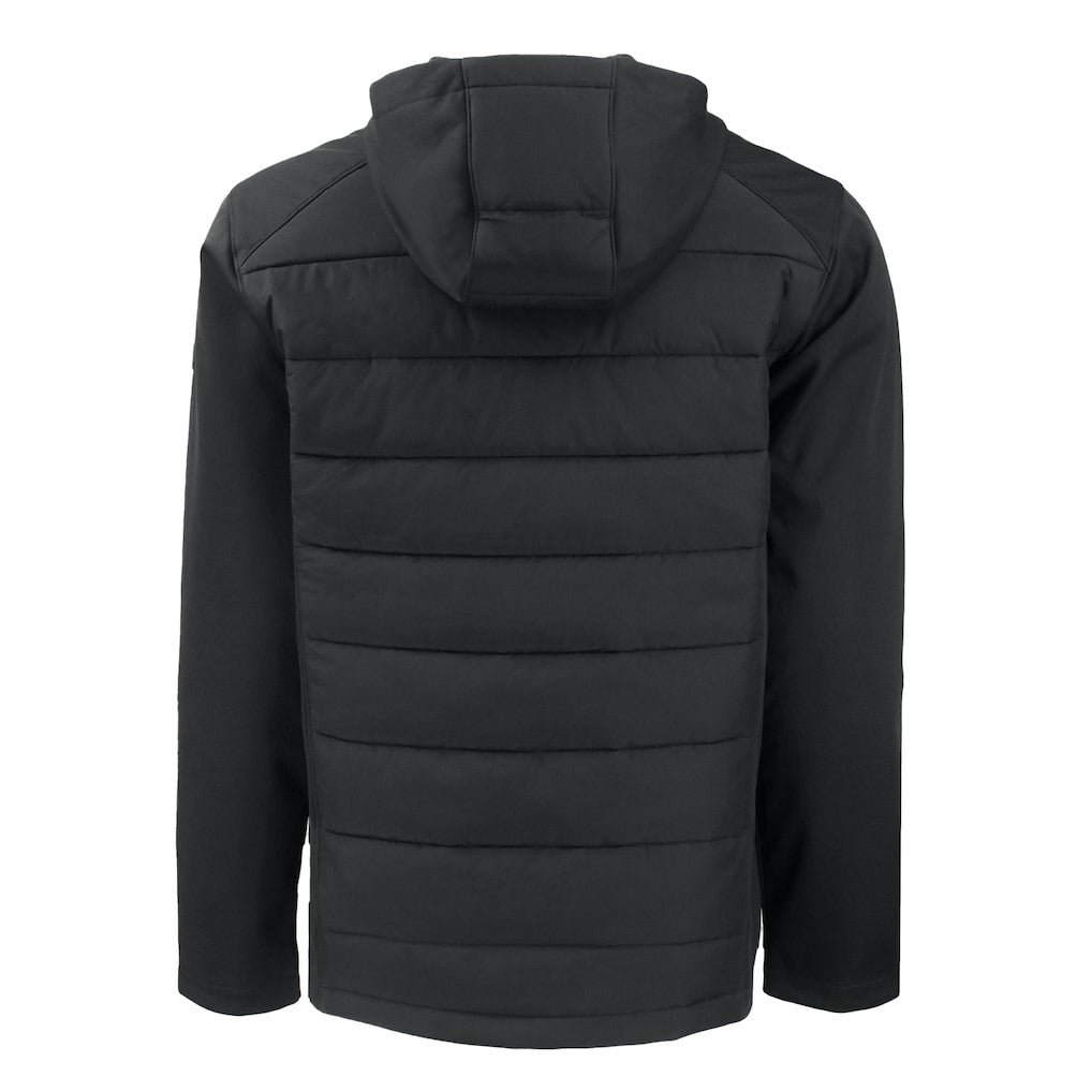 Carolina Panthers Cutter & Buck Evoke Hybrid Eco Softshell Recycled Full-Zip Hoodie Jacket Black - NFL