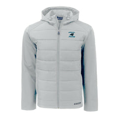 Carolina Panthers Cutter & Buck Evoke Hybrid Eco Softshell Recycled Full-Zip Hoodie Jacket Light Gray - NFL